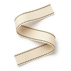 ริบบิ้นโกรเกรนสีขาวขนาด 25 มม. ยี่ห้อเนลกามัล อินดัสทรีส์ ขอบเย็บสีดำ แต่งขอบลายริ้ว สำหรับงานเย็บปักถักร้อย บรรจุภัณฑ์ และเครื่องแต่งกาย - Product Image 5