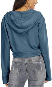 Conjunto de Top corto de 100% poliéster para correr, conjunto de Top corto elástico de calidad prémium para Yoga, deportes con capucha, Top cruzado de barriga para correr - Product Image 3