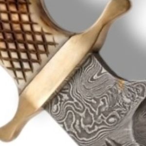 Couteaux de chasse durables, lame artisanale à motif Damas, manche décoratif sculpté avec protège-doigts pour le camping, la randonnée et les activités de plein air - Product Image 6