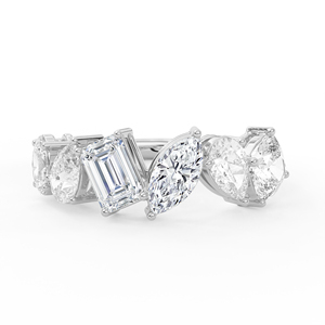 Anillo de Compromiso POOJA DIAMOND de Oro de 14K y 18K con Diamante Cultivado en Laboratorio, Certificado IGI, Corte Redondo y Marquesa, Cinco Piedras Solitarias - Product Image 3