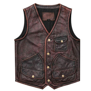 Fashionable Custom Color Oversized Leather vest Wholesale Price Blank Cropped Winter Season Leather vest - Product Image 1