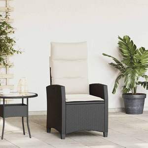 Sedia da Giardino Reclinabile in Rattan PE Nero, Design Pieghevole - Product Image 1