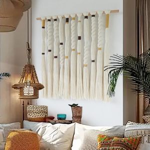 Tapisserie murale élégante en macramé bohème, textile en coton - Product Image 1