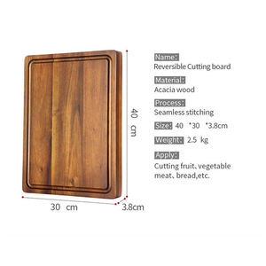 Tabla de Cortar de Madera de Acacia con Ranura para Jugos y Asas de Agarre, Certificada por FSC, Personalizable con Logotipo - Product Image 6