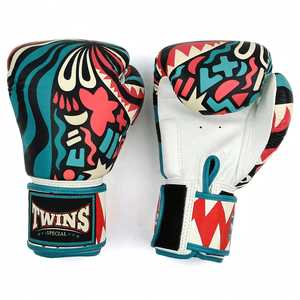 Gants de boxe en cuir bleus personnalisés de haute qualité, avec fermetures auto-agrippantes réglables, pour le kick-boxing et les arts martiaux. - Product Image 6
