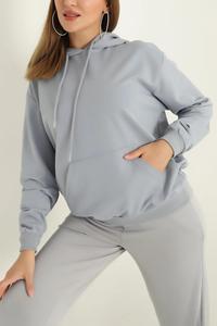 Unique Design Plus Size Autumn Hooded Pullover Oversize Plain Dyed Different Color Long-Sleeved Women's <b>Hoodie</b> - Product Image 6