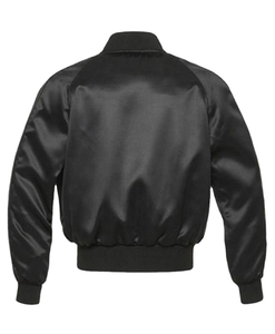 Veste bomber décontractée en satin de haute qualité pour homme, style universitaire, noire, pour la saison d'hiver - Product Image 4