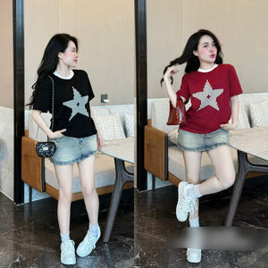 เสื้อยืดสาวน่ารักสำหรับผู้หญิง-ผ้าฝ้ายเนื้อนุ่มระบายอากาศได้ดี สไตล์ลำลอง จับคู่กับกางเกงยีนส์ กระโปรง กางเกงขาสั้นได้อย่างลงตัว - Product Image 4