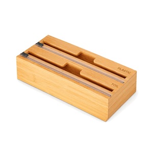 Melaleuca Wood Foil <b>and</b> <b>Cling</b> <b>Film</b> <b>Dispenser</b> 2 in 1 Kitchen <b>Cutter</b> Box Plastic Wrap Holder Countertop Organizer Wholesale - Product Image 4