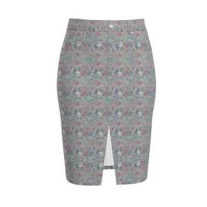 Jupe crayon en denim solide, longueur genou, en Spandex/Coton, pour l'hiver, pour femme de bureau, coupe classique, séchage rapide, écologique, respirante - Product Image 1