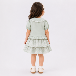 Girls Plaid Ruffle Top & Tiered Skirt Set | <b>Peter</b> <b>Pan</b> Collar Two-Piece <b>Outfit</b> - Product Image 5