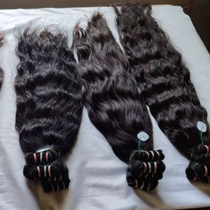 Cheveux à tresser 100% naturels indiens noirs vierges Remy Grade 16 pouces, haute qualité, double trame machine, Jerry Curl, provenant de cheveux de temple en vrac - Product Image 6