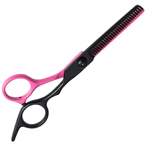 Low MOQ 6 Inch <b>Thinning</b> <b>Hair</b> <b>Scissor</b> Pink and Black Stainless Steel Blade Right Handed Custom Logo Professional Salon Use Shears - Product Image 5