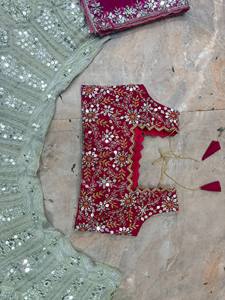 Lehenga de Moda India Occidental en Oferta con Conjunto de Dupatta, Tela Georgette con Bordado, Ropa de Boda, Lehenga Tradicional - Product Image 3