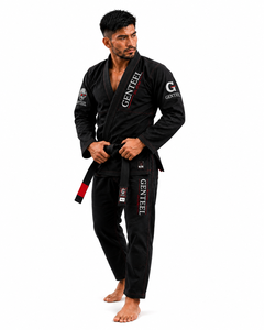 Kimono de Jiu Jitsu GENTEEL para Hombre, Negro, 450 GSM, Algodón, Corte Regular, Ligero, Transpirable y Resistente - Product Image 4