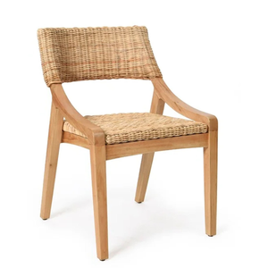 Coussin de fauteuil de style minimaliste, dossier tissé à la main, avec structure en bois de teck, pour ameublement de maison - Product Image 2