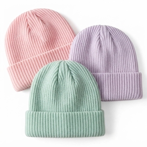 Custom Rib Knit Cuffed Beanie <b>Winter</b> Warm Acrylic Knit Hat OEM ODM Logo Embroidery Folded Cuff Skull <b>Cap</b> <b>for</b> <b>Men</b> Women - Product Image 5