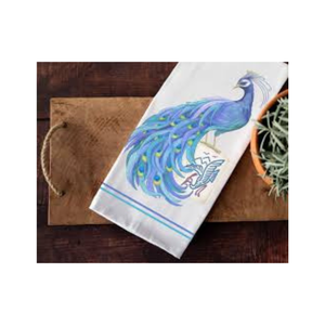 Serviette de cuisine rectangulaire en coton imprimé paon, 40x60cm, faite à la main, style ethnique, best-seller, motif animalier pour adultes - Product Image 1