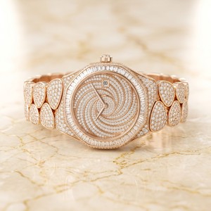 Reloj de Lujo con Diamantes Moissanite en Oro Rosa para Hombre, Diseño Clásico y Moderno con Esfera Brillante, Disponible al Mejor Precio - Product Image 1