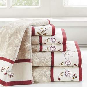 Embroidered Cotton Jacquard 6-Piece <b>Bath</b> <b>Towel</b> <b>Set</b> - Product Image 1