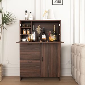 <b>Small</b> Spaces Home/Dormitory Bar <b>Cabinet</b> with <b>Storage</b> Drawer and Shelves Fold-up Desktop - Product Image 1