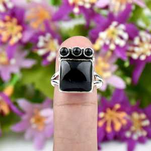 925 Sterling Silver Stylish Black Onyx <b>Ring</b> for Women Handmade SIlver Statement <b>Ring</b> Fashion Jewelry for Wedding or <b>Engagement</b> - Product Image 2