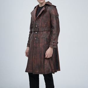Abrigo Largo de Cuero Genuino para Hombre en Color Único, Calidad Premium, Servicio de Personalización de Marca ODM, Venta al Por Mayor de Ropa de Invierno - Product Image 4