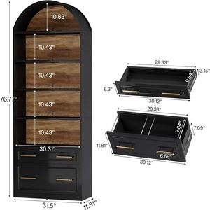 Modern Arched Bookshelf Display Rack Stylish <b>Bookcase</b> for Home or Office - Product Image 6