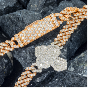 Cadena Cubana Miami de 7MM y 20 Pulgadas, Chapada en Oro, con Diamantes de Imitación VVS Moissanite, Collar Unisex de Lujo para Boda - Product Image 3