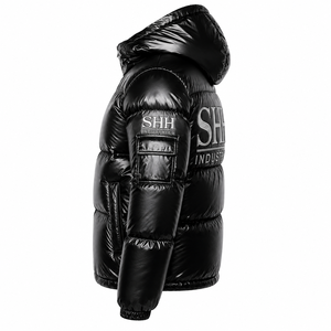 Custom Shiny Puffer <b>Jacket</b> <b>Men</b> Hooded Winter Bubble Coat Embroidered Logo Streetwear Windproof <b>Warm</b> Padded <b>Jacket</b> OEM Wholesale - Product Image 3