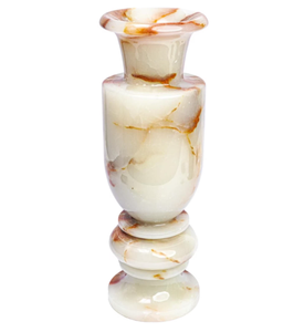 Vase à fleurs en onyx blanc antique, 12 pouces de haut, fait main, tons bruns, pierre naturelle élégante, décoration intérieure, cadeau pour les designs de salon - Product Image 1