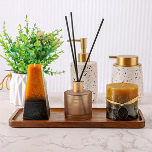 Ensemble de plateaux de service en bois d'acacia Plateau de service en bois pour la pendaison de crémaillère et les réceptions Comptoir de cuisine Table à manger - Product Image 4