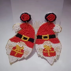 Pendientes de Papá Noel con Cuentas, Estilo Bohemio, Geométricos, para Fiestas de Halloween, Pendientes Colgantes Multicolores para Niños - Product Image 2