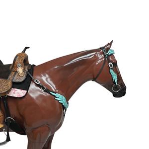 Ensemble d'équipement équestre authentique en cuir occidental, magnifique têtière et peitoral à motifs floraux, travaillés à la main pour la course et l'équitation. - Product Image 3