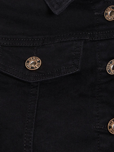 Women's Black <b>Cropped</b> <b>Denim</b> <b>Jacket</b> – Slim Fit Button Front Long Sleeve Casual Jean <b>Jacket</b> for Spring Fall Streetwear - Product Image 6
