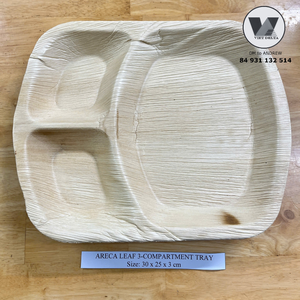 Platos de Hoja de Areca de Alta Calidad con 3 Compartimentos, Libres de Químicos, Compostables, Vajilla Ecológica, Platos Naturales para Buffet para Eventos - Product Image 5