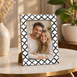 Handcrafted Black & White Moroccan Bone Inlay Photo <b>Frame</b> Decorative | <b>Wooden</b> <b>Picture</b> <b>Frame</b> for Tabletop & Wall Display Home - Product Image 2