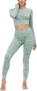 Conjunto de Yoga de 2 Piezas para Mujer, Top con Cierre Frontal y Pantalones de Cintura Alta, Ropa Deportiva Elástica y Transpirable para Entrenamiento, Gimnasio y Ejercicio - Product Image 2