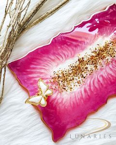Handmade <b>Epoxy</b> Resin Decorative Serving Tray Luxury Crystal Look Resin Serving Tray Modern Artistic Resin <b>Coffee</b> <b>Table</b> Tray - Product Image 4