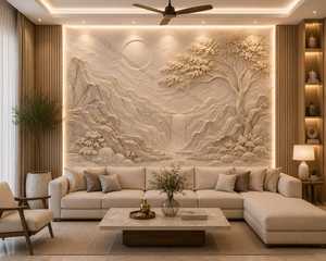 Mural Decorativo 3D de Madera Hecho a Mano, Arte Moderno de Naturaleza Muerta, Panel de Relieve de Diseño Personalizado con Patrón de Pavo Real para Interiores - Product Image 2