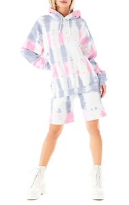 Custom Women Oversized Hoodie Pink Grey <b>Tie</b> Dye Cotton French Terry Pullover Sweatshirt Kangaroo Pocket OEM Wholesale - Product Image 5