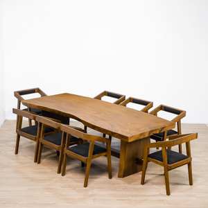 โต๊ะไม้เนื้อแข็งทรงโมเดิร์น งานแฮนด์เมดสุดหรู ทำจากไม้สัก ไม้มะฮอกกานี และไม้ซัวร์ ขอบธรรมชาติ สำหรับร้านอาหารระดับไฮเอนด์ โรงแรม และการใช้งานกลางแจ้ง - Product Image 1