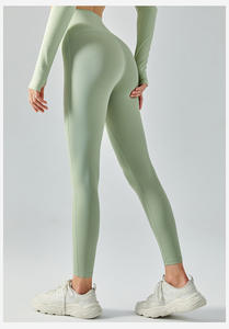 New Arrivals Knitted High Waist Elastic Quick Dry Breathable Yoga Slim <b>Leggings</b> for Women <b>Hot</b> Sale - Product Image 6