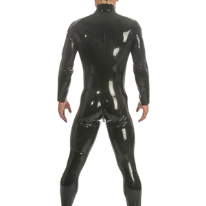 Traje de látex negro para hombre, estilo zentai, ajustado, de cuerpo entero, manga larga, disfraz para adultos - Product Image 6