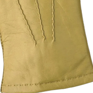 Guantes de Cuero Genuino Amarillo Bronceado de Primera Calidad – Guantes de Vestir de Piel de Oveja Suave de Lujo para Hombre – Elegantes con Costuras de Tres Puntos y Elásticos - Product Image 4