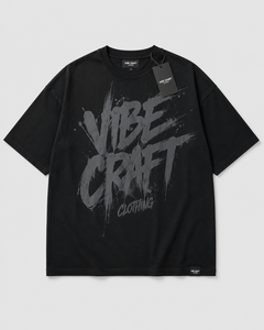 T-shirt noir pour homme Vibe Craft, coupe classique, imprimé lettres sur le devant, style décontracté, manches courtes, col rond, 100% coton respirant - Product Image 1