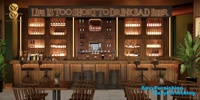 Conception de comptoir de bar commercial 3D, idée de comptoir de bar à vin classique, concept de comptoir de bar personnalisé pour café et restaurant, sortie d'usine
