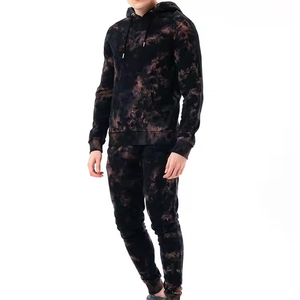 Men Hooded Solid Tracksuit Acid Wash Printed Winter Long Sleeves High Quality Breathable Regular Fit Casual Eco-Friendly Quick - Product Image 1