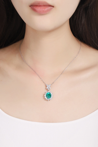 Precioso Collar de Plata 925 para Mujer con Colgante de Diamante de Corte Ovalado, Joyería Clásica para Boda - Product Image 6