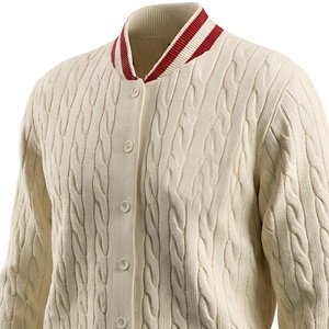 Dames gebreide cardigan met lange mouwen, crèmekleurig, contrastkleurige knopen, klassieke stijl, herfstkleding - Product Image 3